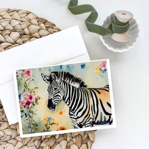 Whimsical Zebra-Themed A7 Tamaño 5x7 Tarjetas de notas en blanco Paquete de 8 con sobres para saludos - Product Image 2