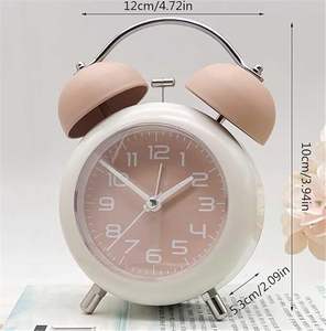 Classic <b>Retro</b> Twin Bell Alarm Clock | Silent Non-Ticking Analog Metal <b>Table</b> Clock Loud Ringer Night Light Luminous Dial Office - Product Image 4