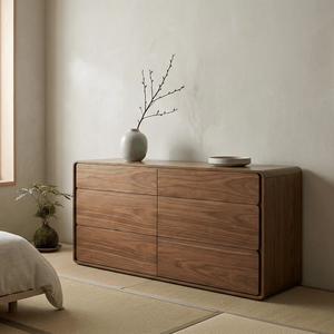 Cómoda Moderna Minimalista de Madera Maciza de Teca Mora con Acabado Natural, 9 Cajones, para Dormitorio, Estilo Rústico y Sala de Estar - Product Image 3