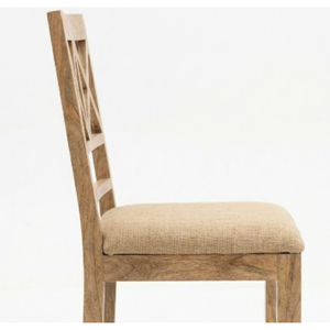 Chaise de salle à manger traditionnelle indienne en bois de manguier massif, rembourrée, meubles d'intérieur antiques, aspect luxueux pour hôtel et bureau - Product Image 3