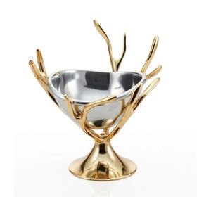 Cuenco de Acero Inoxidable Pulido Hecho a Mano de Alta Gama y Sostenible para Servir Frutos Secos, Elegante Escultura Floral de Mariposa - Product Image 6