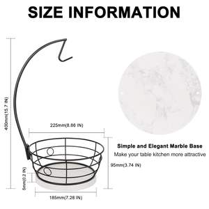 Corbeille à fruits avec support pour bananes, rangement moderne pour légumes avec support en marbre et métal pour bananes, pour cuisine et table à manger - Product Image 5