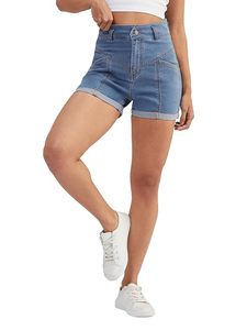 Shorts de Mezclilla Vintage Ecológicos 100% Algodón para Mujer, Cintura Media, con Cinturón, Suaves y Cómodos - Product Image 5