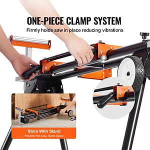 Supporto per troncatrice pieghevole in acciaio con capacità di carico di 550 libbre per macchine per seghe in legno - Product Image 5