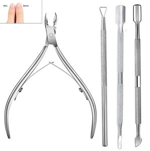 Empujador de Cutículas de Acero Inoxidable, Cortacutículas, Set de Manicura y Pedicura Profesional 4 en 1, Recortador de Piel Muerta - Product Image 1