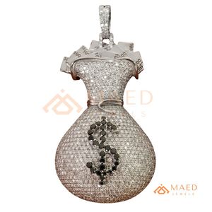 Colgante de Plata 925 con Diseño de Bolsa de Dinero Hip Hop, con Moissanita, Joyería de Lujo para Raperos, Regalo para Hombres y Mujeres - Product Image 5