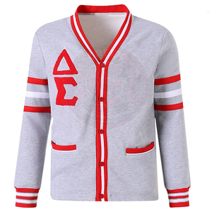 Custom Delta sorority Red Knitted <b>Cardigan</b> V Neck <b>Women's</b> Sweater Greek Embroidery DST Letter 100% Cotton <b>Long</b> Sleeve C Wear - Product Image 1