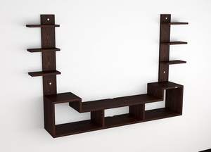 Mueble de TV de Madera Sintética para Montar en la Pared, Soporte para TV con Estantes de Pared para Sala de Estar, Acabado Wenge Floral - Product Image 2