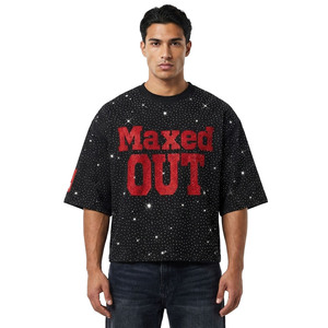 Camiseta personalizada de estilo urbano con pedrería para hombre, corte holgado, algodón grueso, logotipo de cristal en 3D, camiseta gráfica extragrande para hombre - Product Image 2