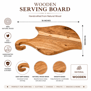 Planche à découper en bois avec poignée |   Planche de service artisanale |   Planche à découper pour fromages, charcuteries et pizzas - Product Image 5