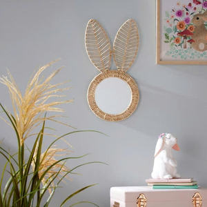 Sisu Handicraft Rabbit-Shaped Rattan Wall <b>Mirror</b> Handcrafted Rustic Design Easter Decor for Kids' Room Nursery Storage - Product Image 2