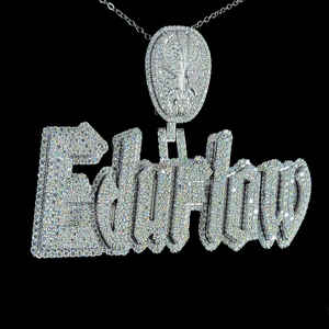 Hiphop VVS Mossanite Pendentif Lettre Personnalisée Argent 925 Crâne Bail Glacé Personnalisé Moissanite Pendentif - Product Image 3