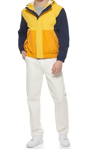 Veste coupe-vent à fermeture éclair en tissu polyester, chaude, résistante à l'usure, style rétro, color block, grande taille, avec capuche, pour homme - Product Image 6