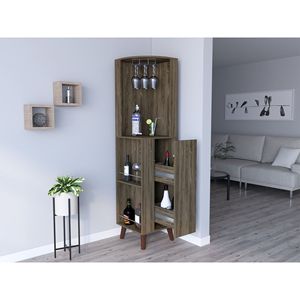 Mobile Bar Angolare Marrone Scuro per Soggiorno Serie Plex - Product Image 3