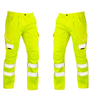กางเกงทำงานสะท้อนแสงแบบ Hi-Vis พิมพ์โลโก้ OEM ตามสั่ง สำหรับทุกเพศ ระบายอากาศได้ดี ผลิตจากผ้าฝ้ายผสมโพลีเอสเตอร์ ทนทาน แห้งเร็ว ยืดหยุ่นสูง - Product Image 1