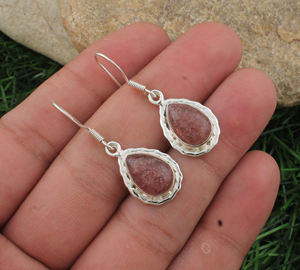 ต่างหูหยดน้ำเชอร์รี่ควอตซ์ เงินแท้ 925 สำหรับผู้หญิง หรูหรา แฟชั่นงานปาร์ตี้ เครื่องประดับพลอย ขายส่ง - Product Image 3