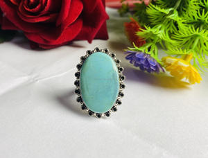 แหวนแต่งงานสีเงินสเตอร์ลิงใส่ได้ทั้งชายและหญิง925พลอยเทอร์ควอยส์การกำหนดแบบคลาสสิกหนามเตยงานหมั้นสำหรับงานเลี้ยงครบรอบขายส่ง - Product Image 4