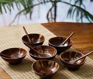 Cuenco de Coco Vegano con Cuchara Metálica, Tallado a Mano en Uttar Pradesh, Cuencos Vintage de Concha Natural Blanca, Ecológicos para Uso Doméstico y Fiestas - Product Image 5