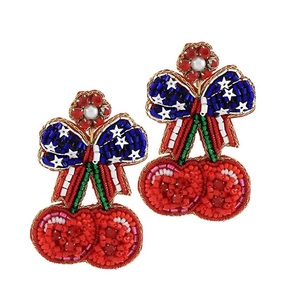 Pendientes de moda bohemia con cuentas bordadas para niñas y mujeres, elegantes pendientes hechos a mano con cuentas de semillas para atuendos de verano. - Product Image 2