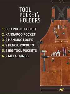 Delantal de cuero vacuno de alta calidad personalizado para taller, barbacoa y carpintería - Product Image 6