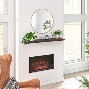 "Single-Tier Walnut Brown Fir Wood Floating <b>Shelf</b> <b>Wall</b> <b>Mounted</b> Mantel" - Product Image 2