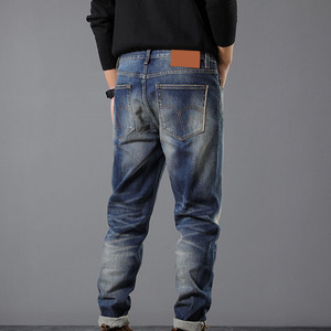 Jeans en denim slim fit pour homme avec logo personnalisé, coton extensible de haute qualité, streetwear décontracté, pantalon en denim OEM - Product Image 6