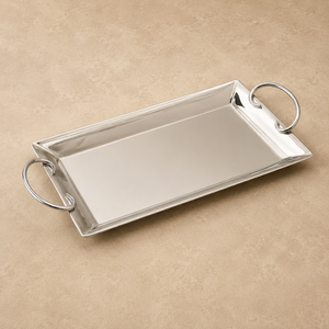 Hot Selling Stainless Steel <b>Rectangular</b> Serving <b>Tray</b> with Ring Handles <b>Mirror</b> Polish Durable Construction Elegant Dining Display - Product Image 1