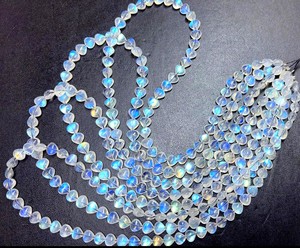 Natural Blue Flash Rainbow Moonstone Smooth Heart Briolette Beads Gemstone Strand for Jewelry Making Necklace <b>Bracelet</b> Earrings - Product Image 1