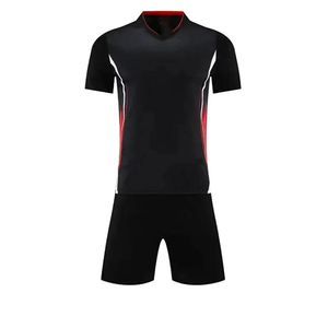 Conjunto de Camiseta de Fútbol Negra para Hombre, Manga Corta, Cuello en V, Absorbe la Humedad, Transpirable, Secado Rápido, Poliéster, Uniforme Deportivo, Corte Atlético 2026 - Product Image 1
