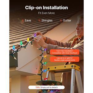 Confezione da 200 Clip Impermeabili per Luci Natalizie, Ganci per Illuminazione Esterna per Tegole e Grondaie, Decorazioni C3 C4 - Product Image 4