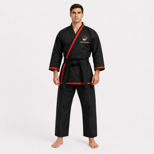 WAPRO INDUSTRY Kimono de Karate Negro con Ribete Rojo, Uniforme de Artes Marciales para Hombre, Corte Regular, Duradero, 100% Algodón, Ropa de Entrenamiento para Adultos - Product Image 5