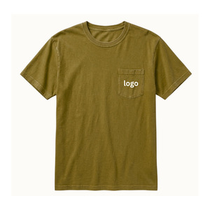T-shirt formel pour homme, coupe classique, rouge, tissé, 100% coton, col rond, manches courtes, écologique, séchage rapide, doux, respirant, logo personnalisé - Product Image 1
