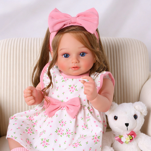 Bambola Reborn Rosie da 20 Pollici, Bambina con Capelli Ricci Marroni e Occhi Blu, Corpo in Vinile e Stoffa, Realistica Premium, Fornitura OEM ODM - Product Image 3