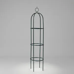 Black Metal Garden Rose Trellis Tower with Circular Support Rings Climbing Plant Frame for Vines Flowers Outdoor Garden Decor - Product Image 3