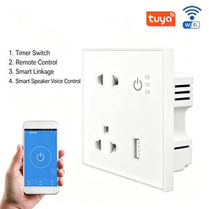 Enchufe de pared inteligente con interruptor Wi-Fi de 16A y puerto de carga USB para Vietnam y Tailandia, compatible con la aplicación Tuya y control por voz. - Product Image 1