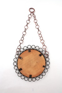 Miroir rond en cuivre avec cadre en métal, décoration murale industrielle, fait main - Product Image 1