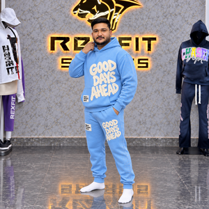Conjunto deportivo de hombre, sudadera de chenilla con letras, pantalones de chándal de forro polar cálido, conjunto de chándal con etiqueta personalizada, diseño personalizado - Product Image 2