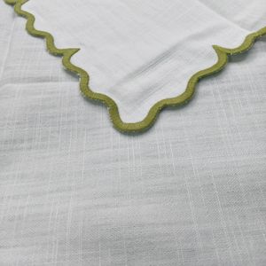 Sage Green Cotton Table Napkin With Scallop <b>Edge</b> Reusable Dinner Napkin For Wedding Party Restaurant Dining Table - Product Image 4