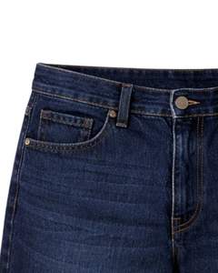 Shorts en jean bleu foncé personnalisés pour hommes, coupe classique, décontractés pour l'été, fermeture boutonnée, fabrication sur mesure - Product Image 3