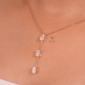 Collar con Colgante de Diamantes de Varias Formas de 1.50 CTW para Mujer, Collar de Diamantes con Corte Oval, Pera y Esmeralda en Oro Sólido de 14K, Regalo de Aniversario - Product Image 3