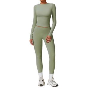 Combinaison de yoga pour femmes, ensemble de sport, survêtement de course, vêtements de sport à manches longues, vêtements de yoga, 2 pièces - Product Image 6