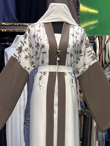 Abaya de Alta Calidad, Modesta, Estilo Dubái, con Cuentas y Lentejuelas, Manga Larga, Tradicional Musulmana, Hecha a Mano, para Boda, Transpirable, Cuello en V - Product Image 3