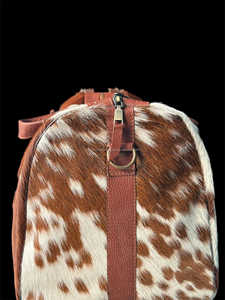 Sac de voyage multifonction léger en cuir de vachette, sac de week-end tendance avec fermeture éclair, sacs portables de grande capacité en cuir véritable - Product Image 5