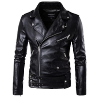 Blouson Bomber Slim en Cuir Formel pour Homme MKB ENTERPRISES, Col Montant, Logo Avant, Hiver, Imperméable, Style Moto, Couleurs Personnalisables