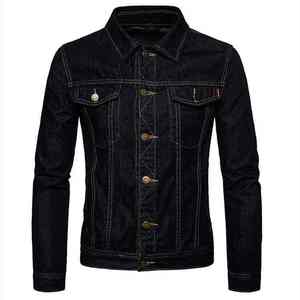 High Quality Men's Slim Winter <b>Denim</b> <b>Jacket</b> Coated Streetwear <b>Custom</b> Made Size Eco-Friendly Breathable Windproof Quick Dry Stand - Product Image 6