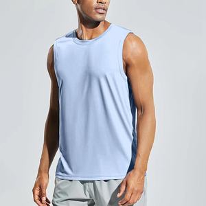 Everglide Corporation Men's <b>White</b> Sleeveless O-Neck Tank <b>Top</b> Solid Knitted Casual Muscle Tee 100% Cotton Breathable Anti-Pilling - Product Image 3