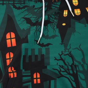 Sudadera con capucha estampada de Halloween para hombre, de manga larga, informal, con cordón y bolsillos laterales, diseño verde y negro - Product Image 6