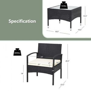 Set di Mobili da Giardino in Rattan a 3 Pezzi con Cuscini per Uso in Prato e Cortile - Product Image 4