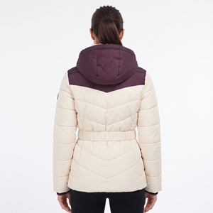 Women's Two-Tone Quilted Winter Puffer Coat Hooded Waist <b>Belt</b> Warm Padded Outdoor Fashion Casual Outerwear Cold Weather Coat New - Product Image 2