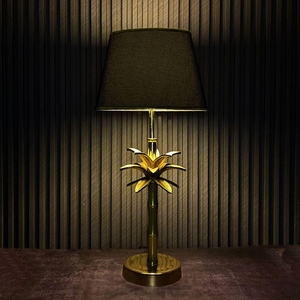 Modern Luxury Gold Coconut Palm Tree <b>Table</b> Lamp Black Metal Shade Antique Brass Art Deco <b>Bedside</b> Living Room Home Decor Light - Product Image 2